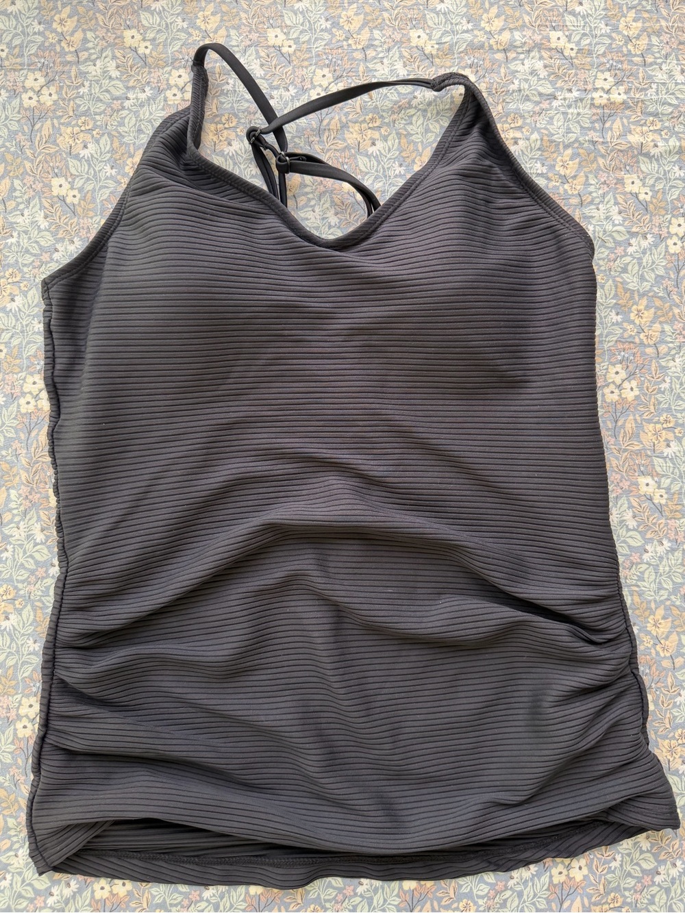Nani Swimwear Women’s Black Ribbed Swim Tankini with Adjustable Straps - Picture 2 of 4